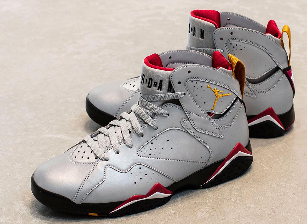 New Jordan 7 Retro 3M Grey Red Yellow